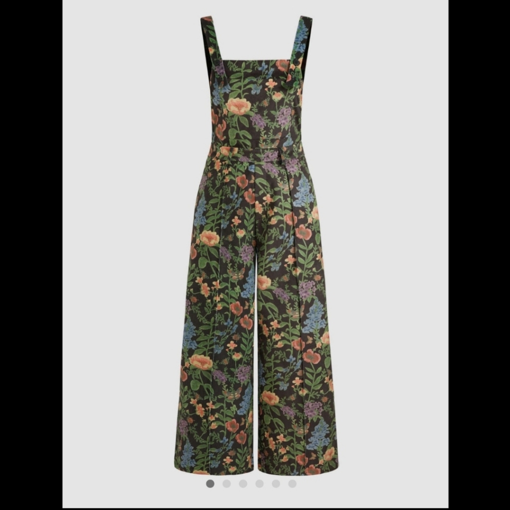 Cider black floral corduroy overalls